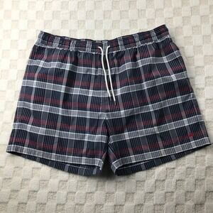 Brooks Brothers Swim Shorts Trunks Men's 2XL XXL Blue Re Plaid Lined Beach Boat
